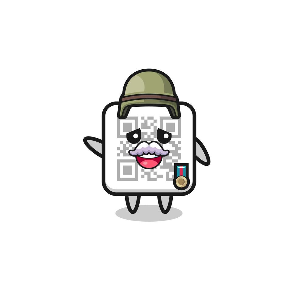 cute qr code as veteran cartoon vector