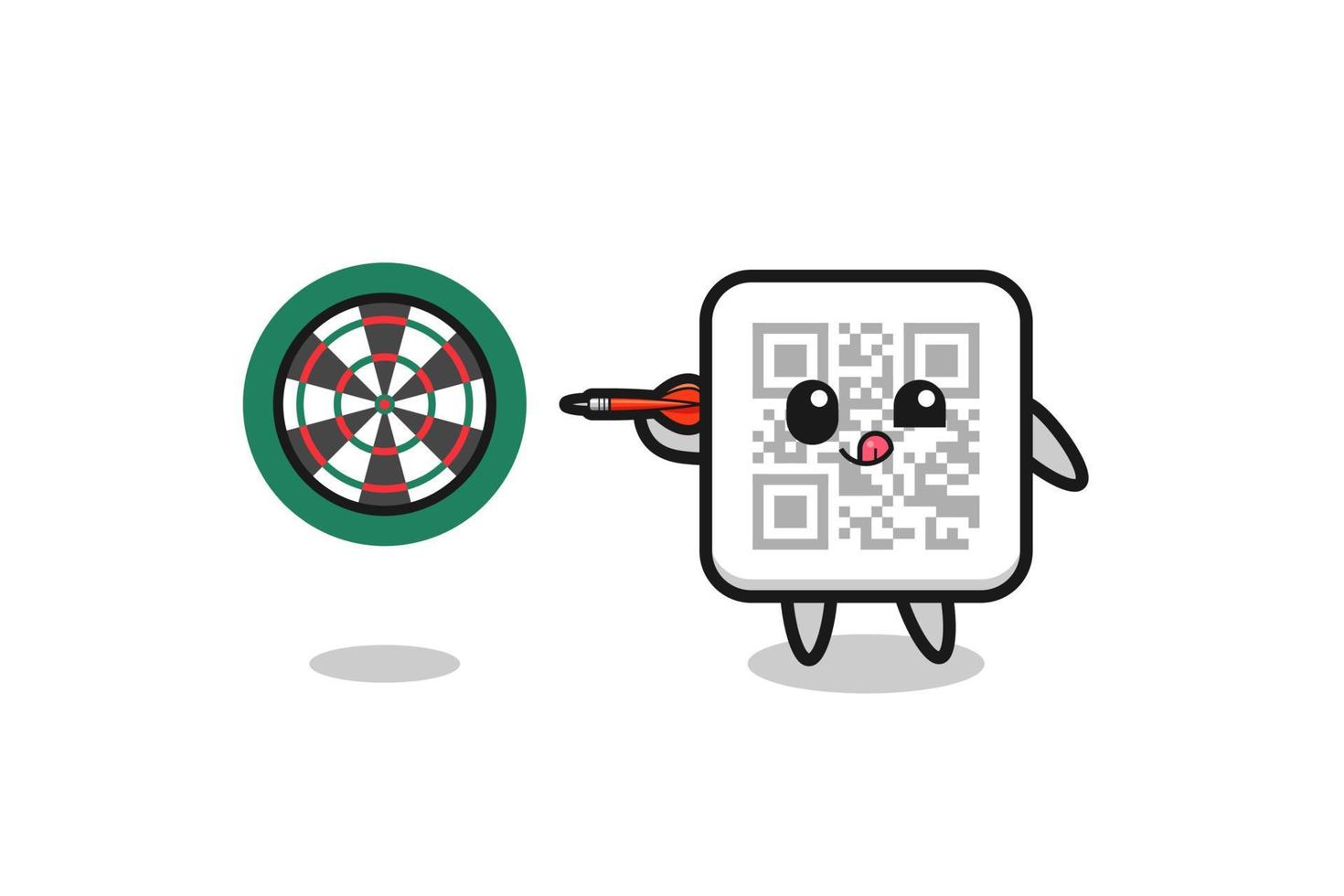 cute qr code is playing dart vector