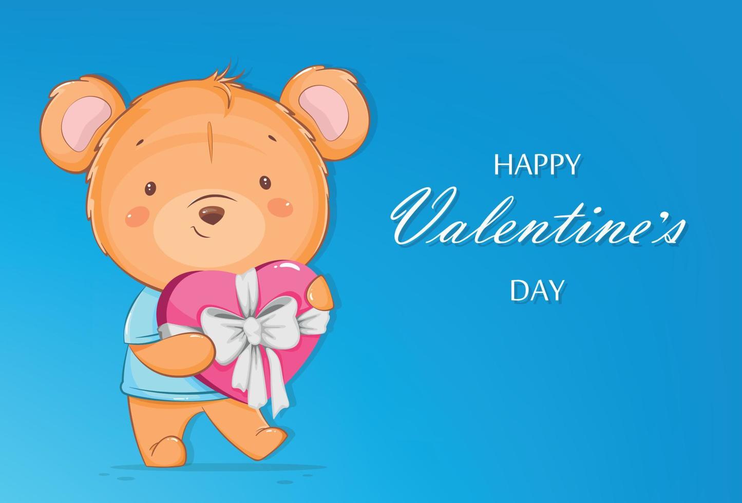 Happy Valentines day, funny bear vector