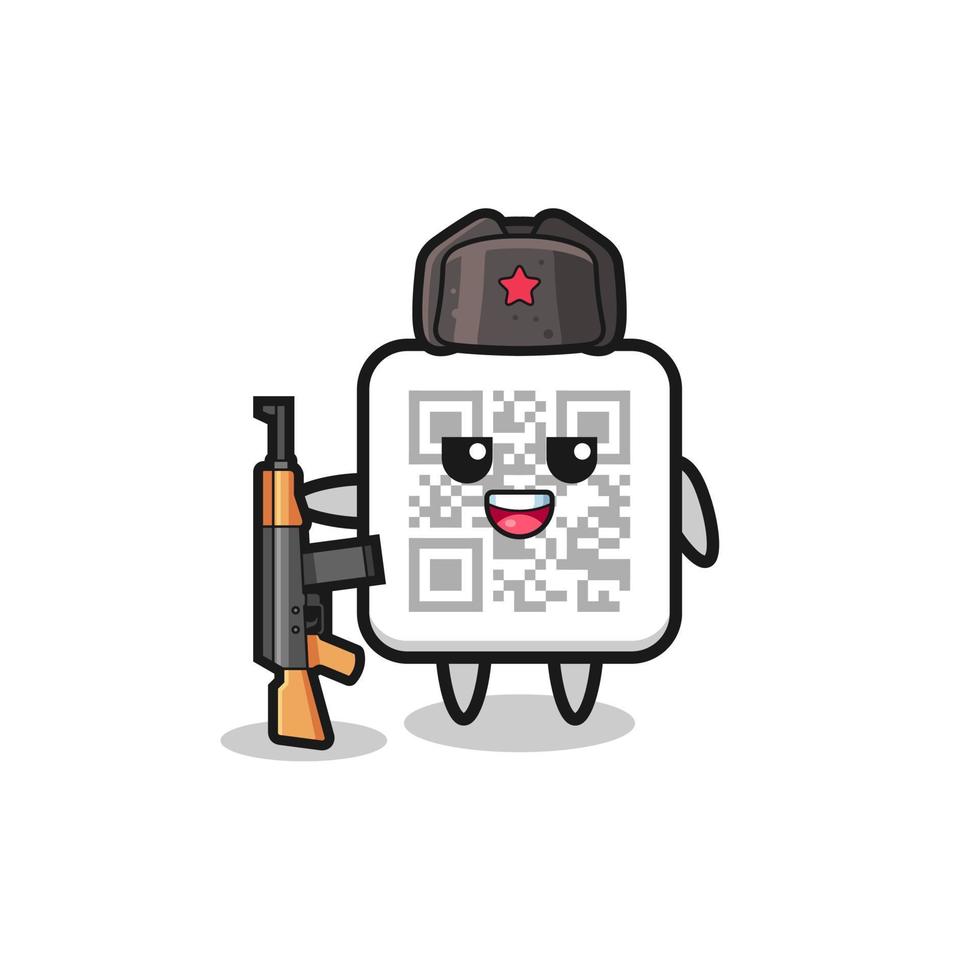 cute qr code cartoon as Russian army vector