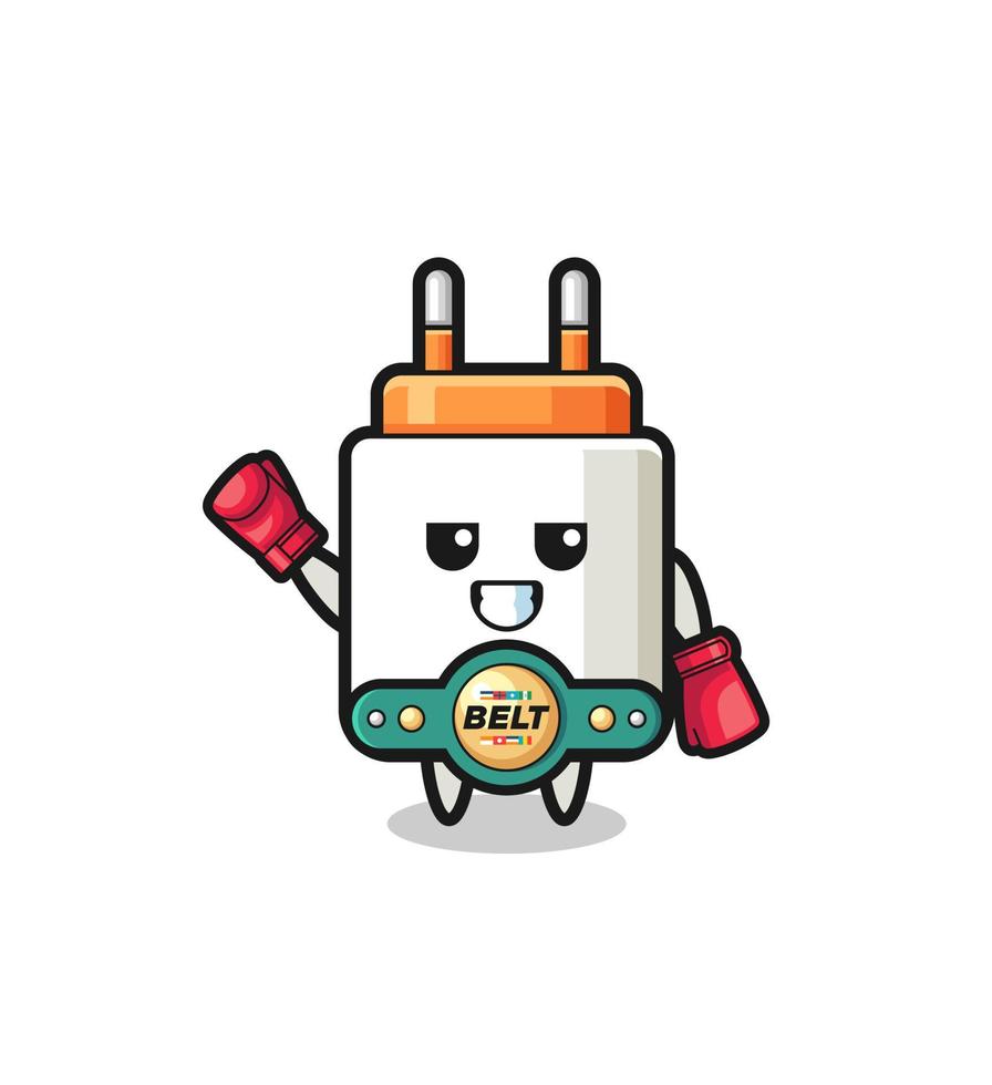 power adapter boxer mascot character vector