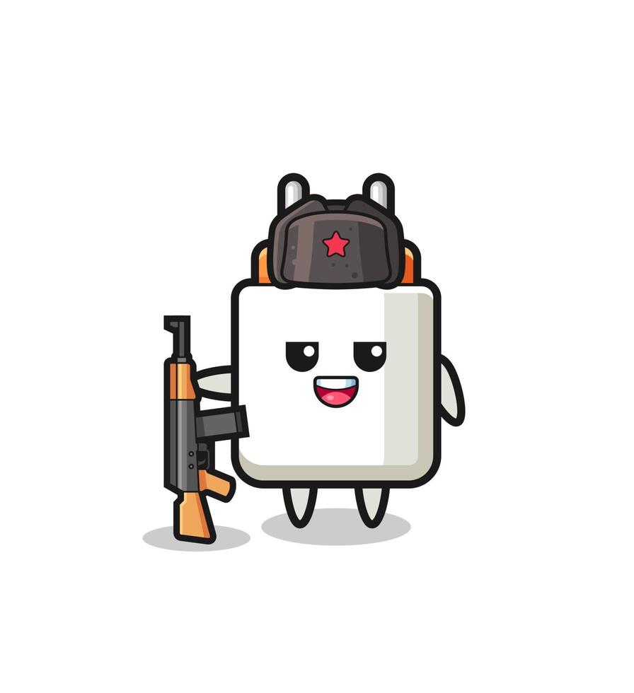 cute power adapter cartoon as Russian army vector
