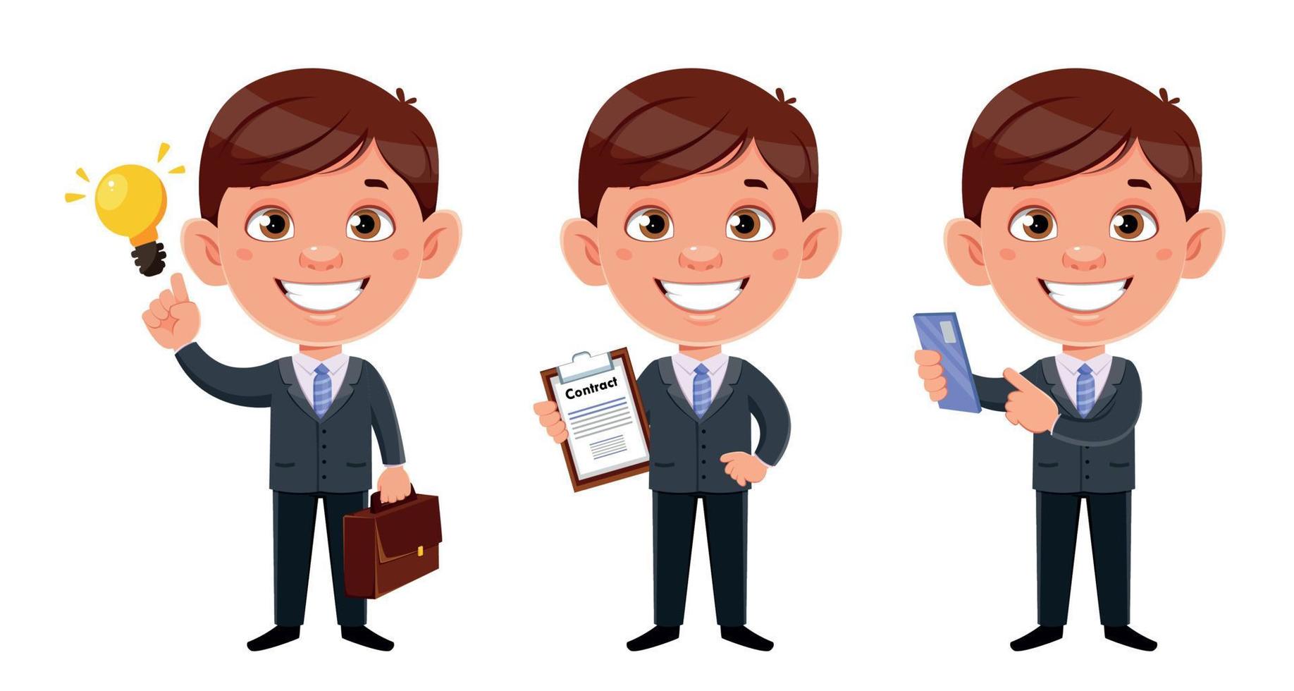 Handsome business man cartoon character vector