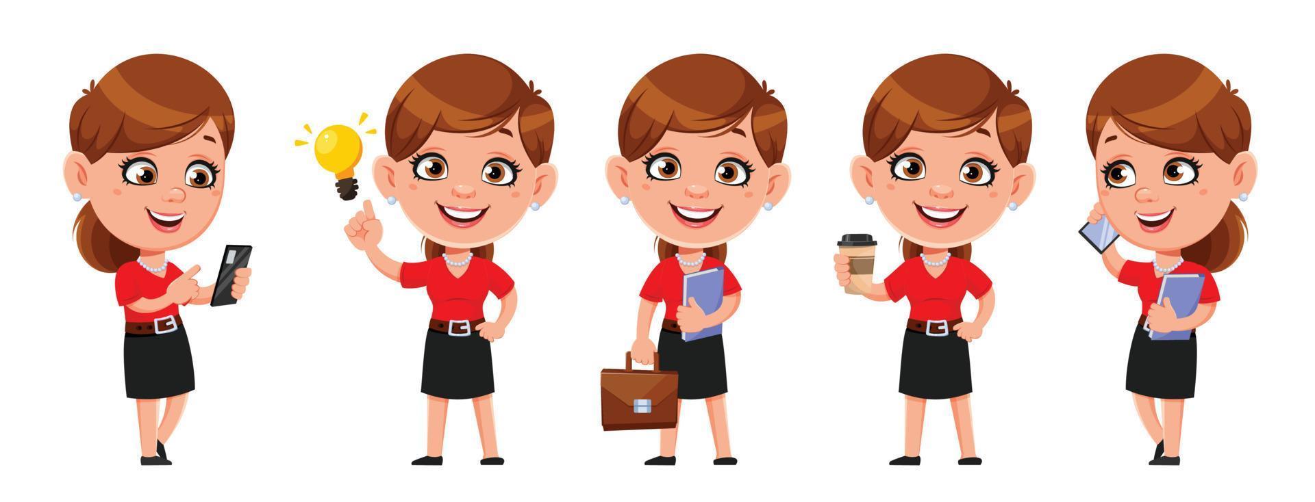 Cheerful businesswoman cartoon character vector