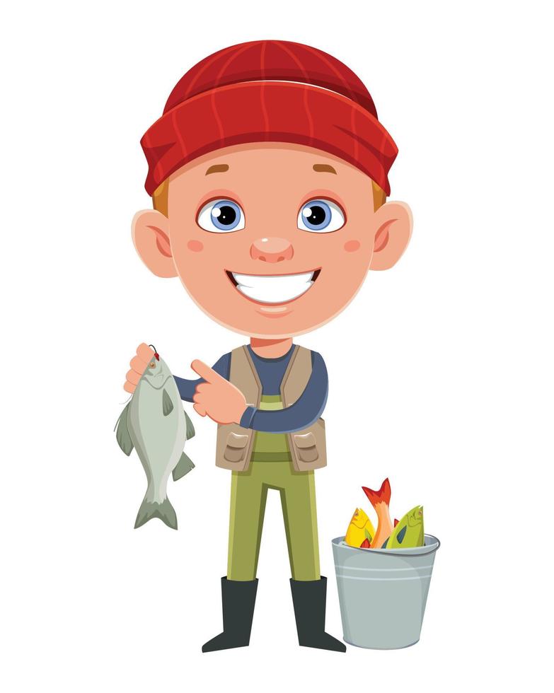 Fisherman showing the catch vector