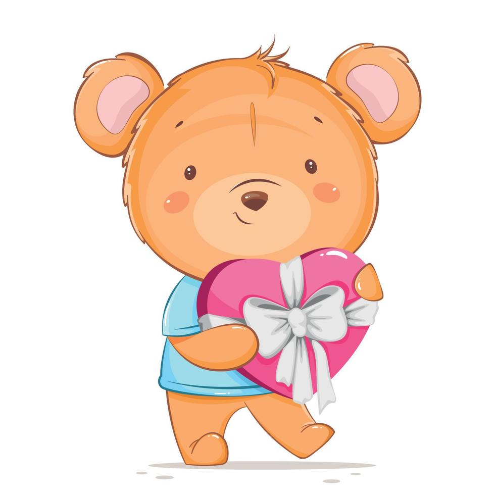 Happy Valentines day, funny bear vector