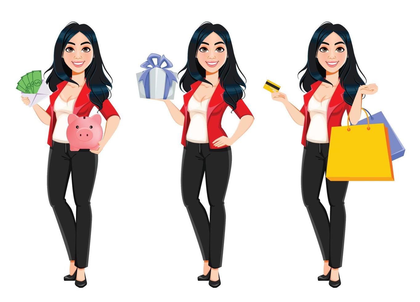 Business woman, manager, banker, successful girl vector