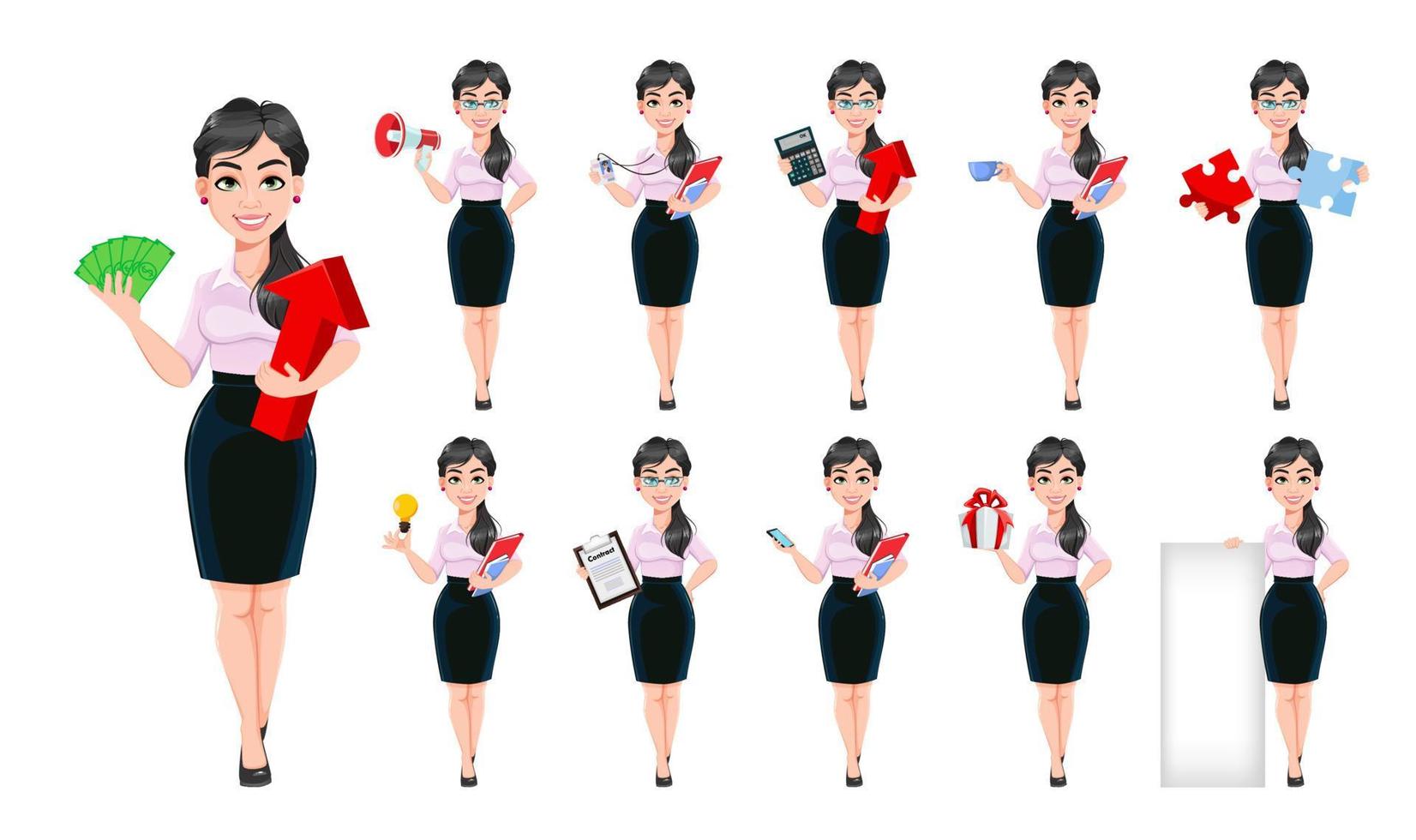 personaje de dibujos animados de mujer de negocios exitosa vector