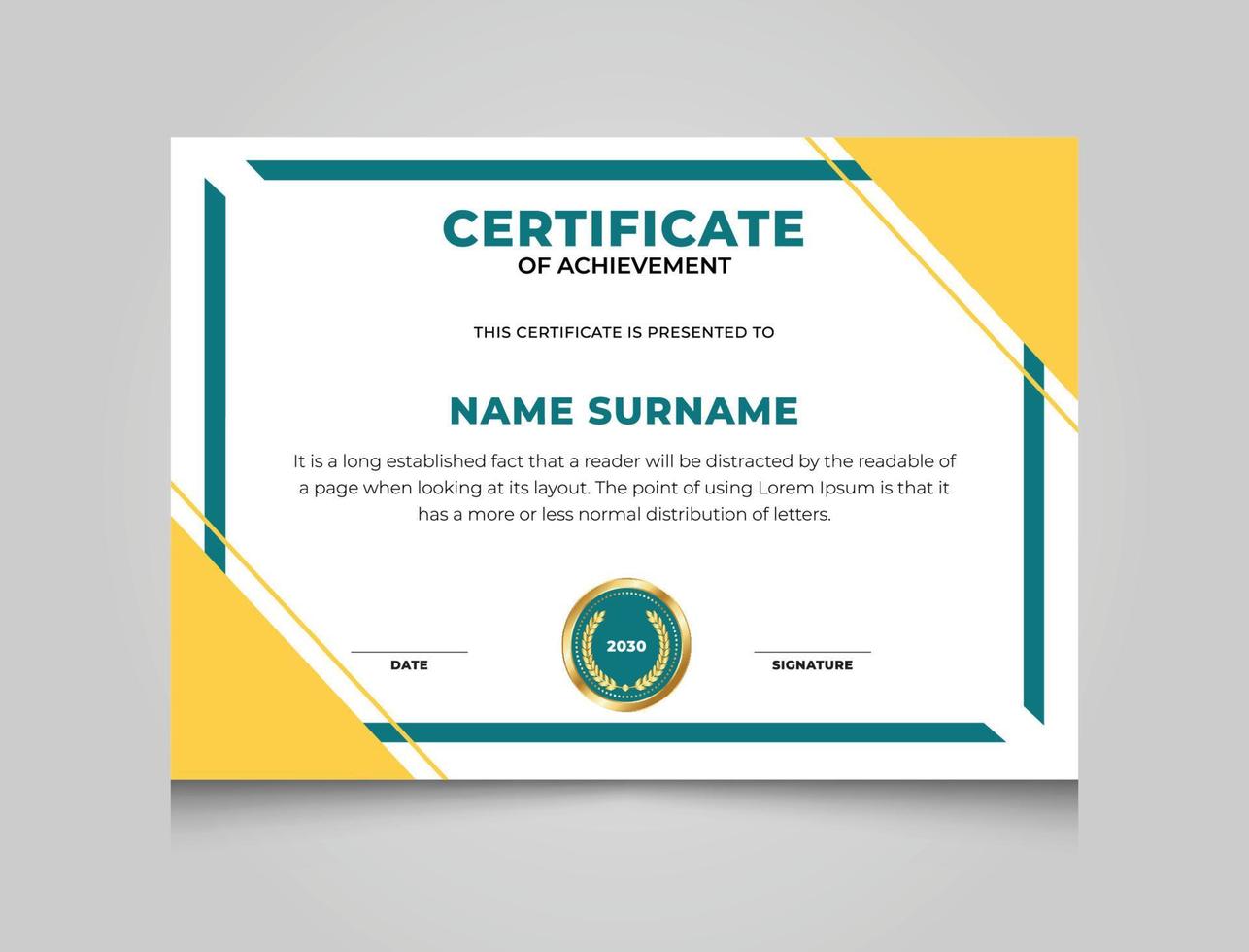 Simple Certificate Of Achievement Template Design Free Vector