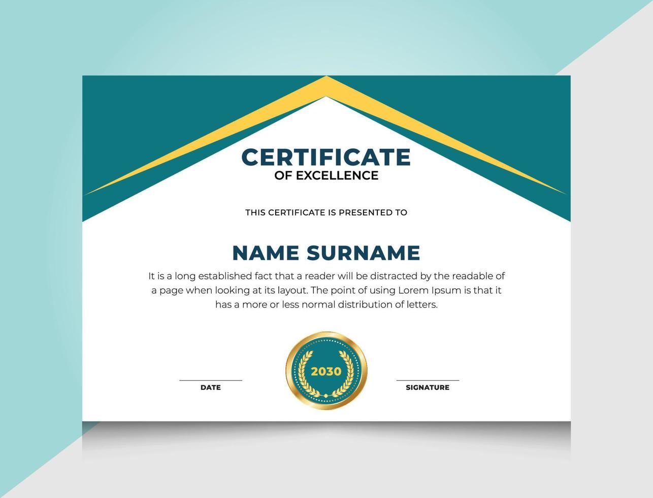 Modern Certificate Design With Simple Badge Free Vector