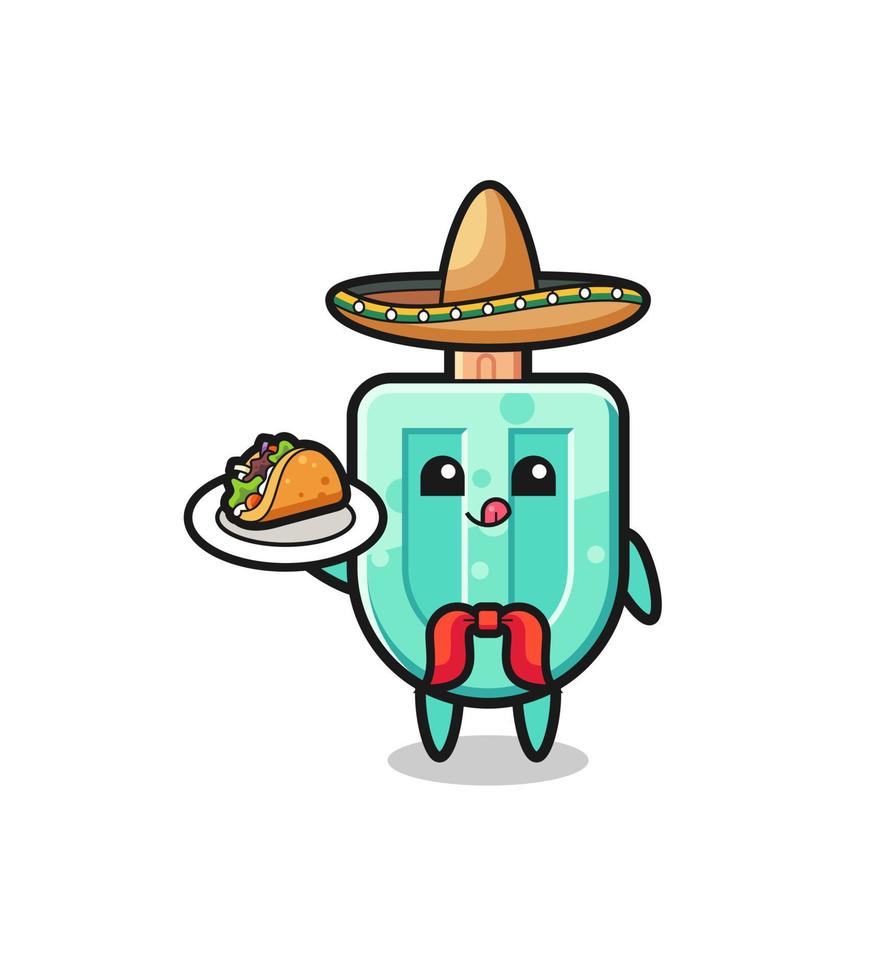 La mascota del chef mexicano de paletas sosteniendo un taco vector