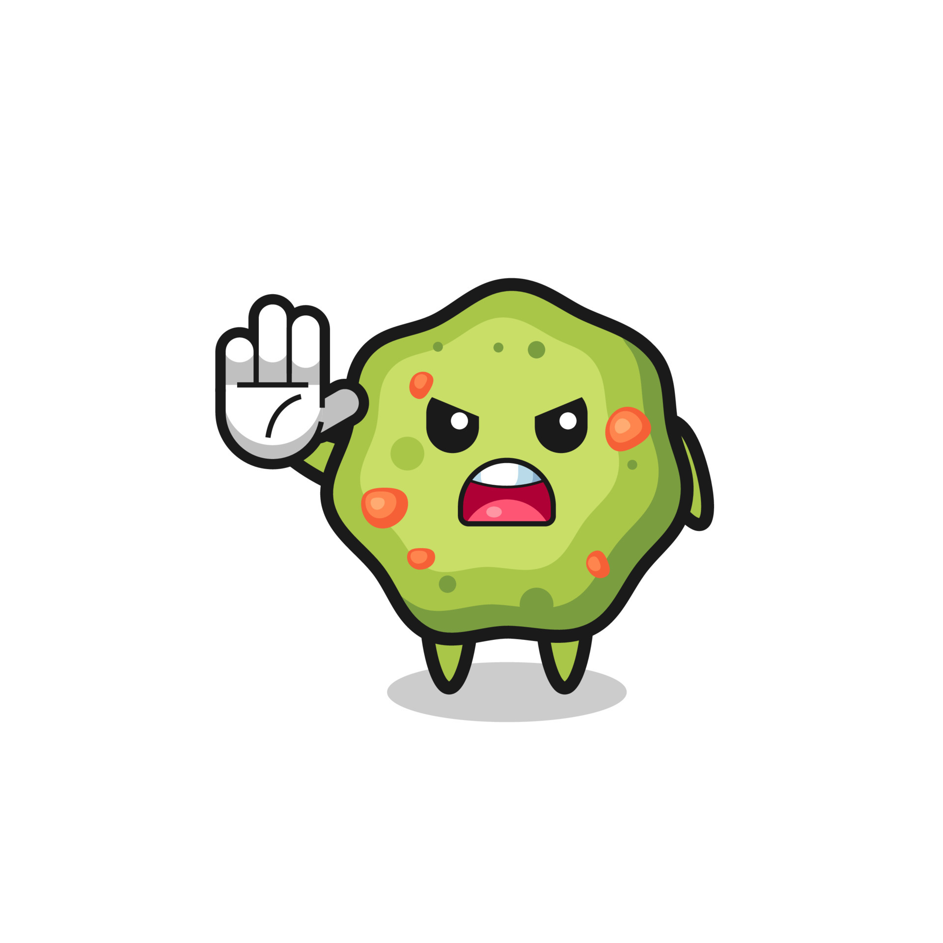 puke character doing stop gesture 5400204 Vector Art at Vecteezy