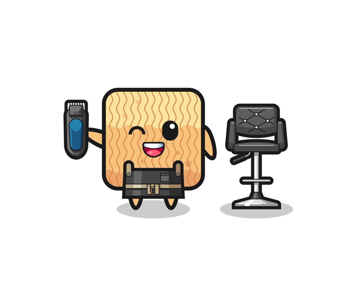 raw instant noodle barbershop is holding a trimer vector