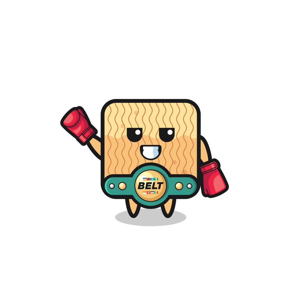 raw instant noodle boxer mascot character vector