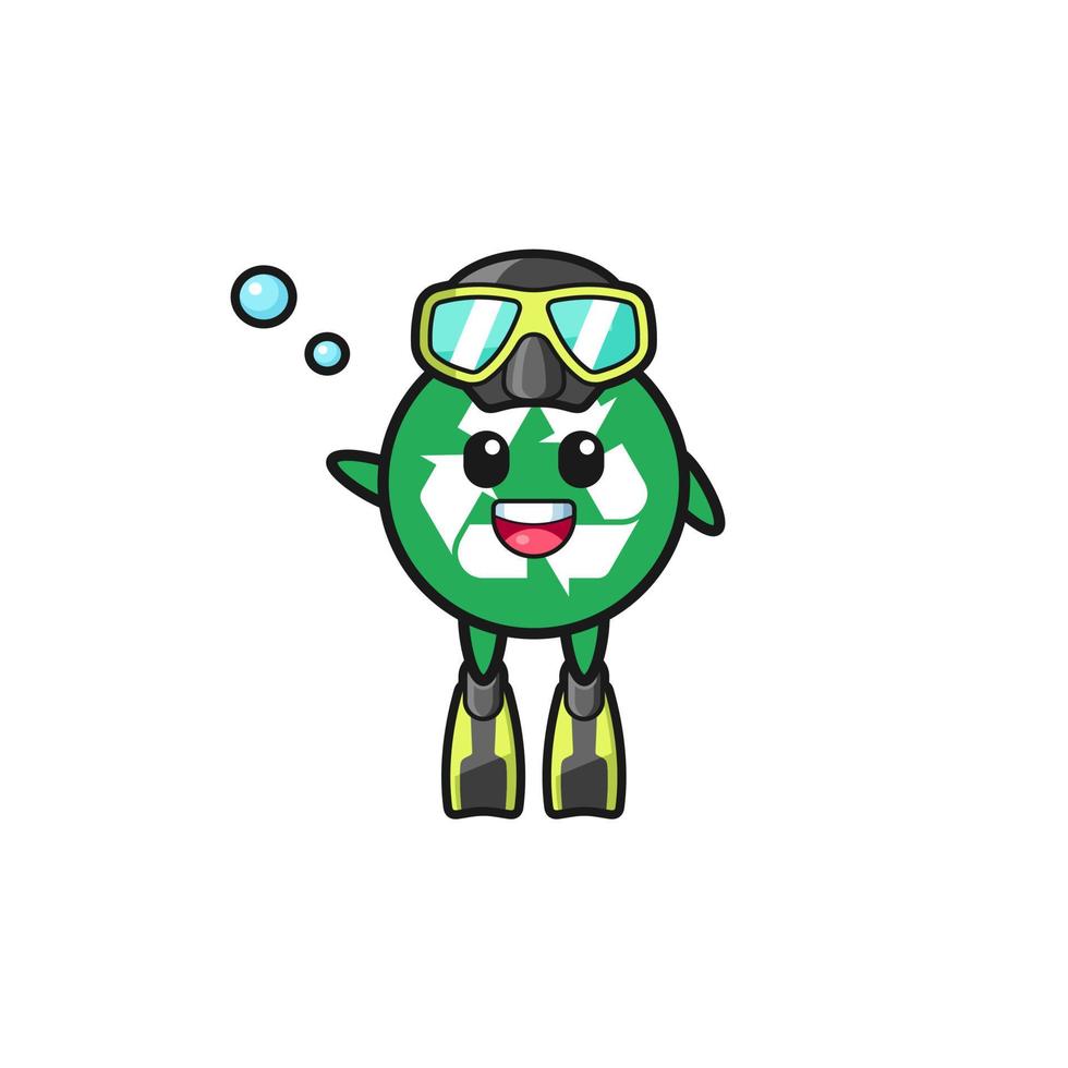 the recycling diver cartoon character vector