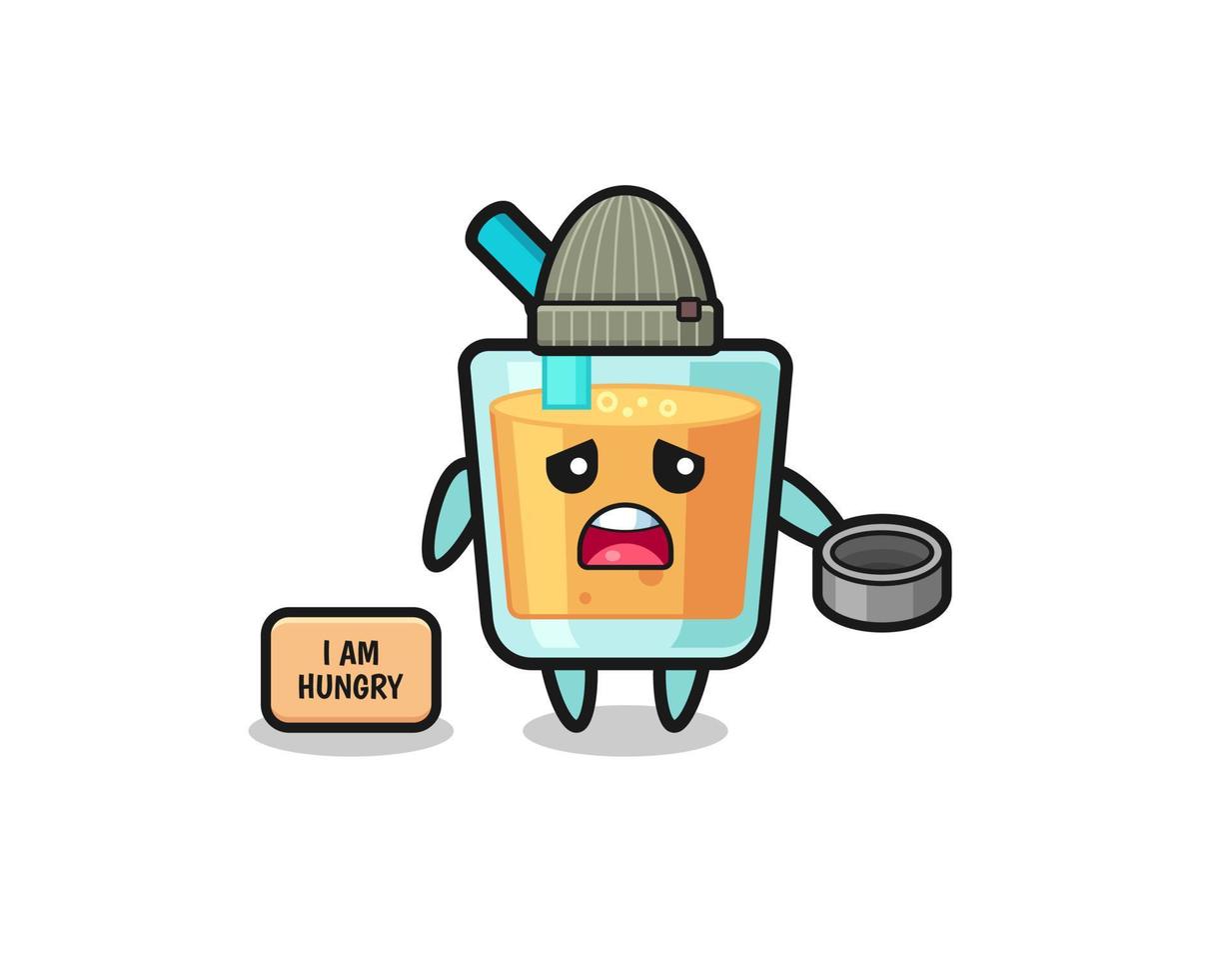 cute orange juice beggar cartoon character vector