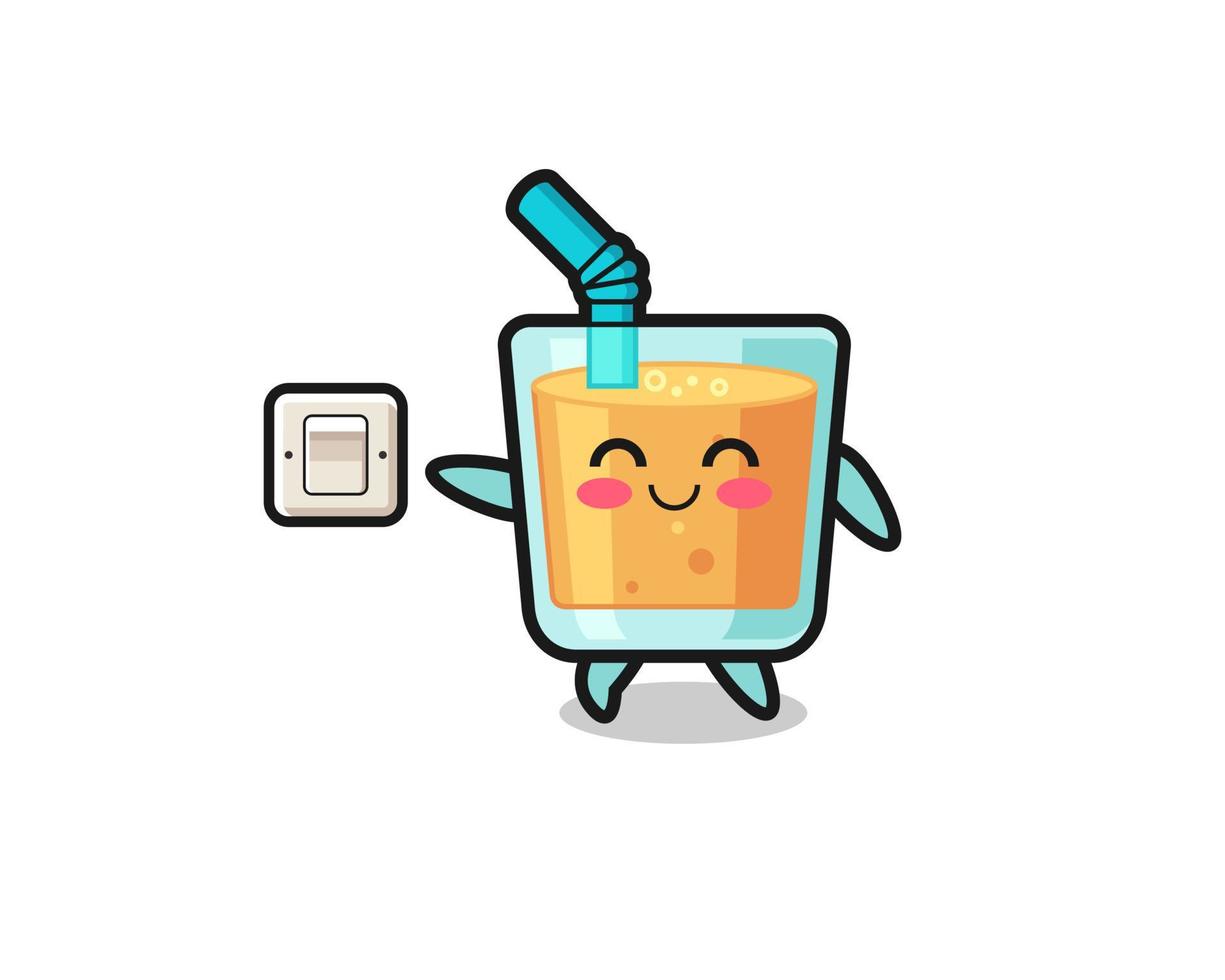 cartoon orange juice is turning off light vector