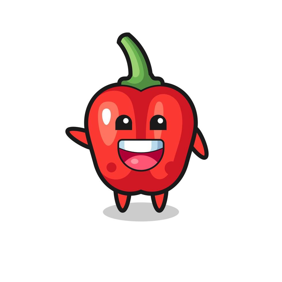 happy red bell pepper cute mascot character vector