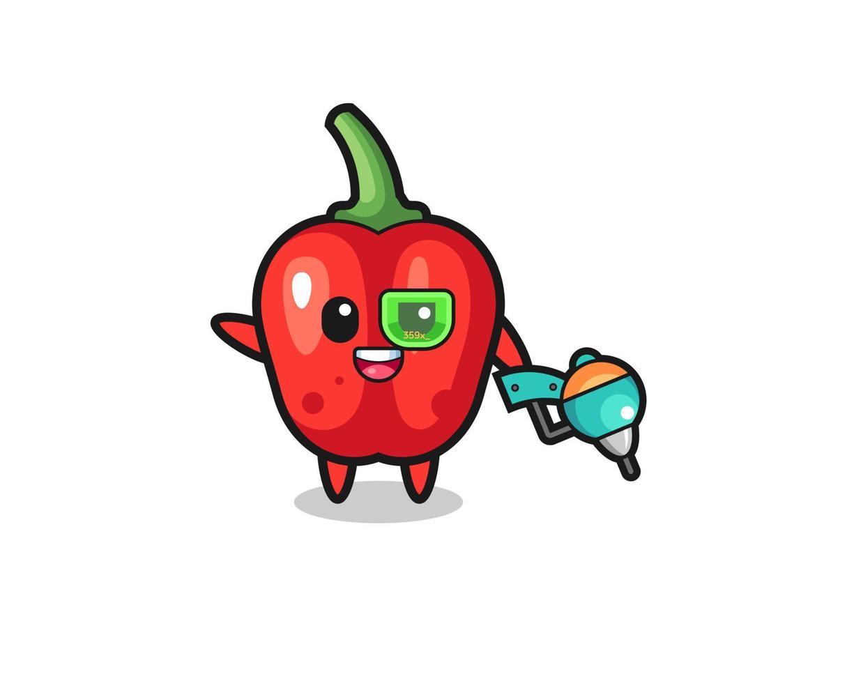 red bell pepper cartoon as future warrior mascot vector