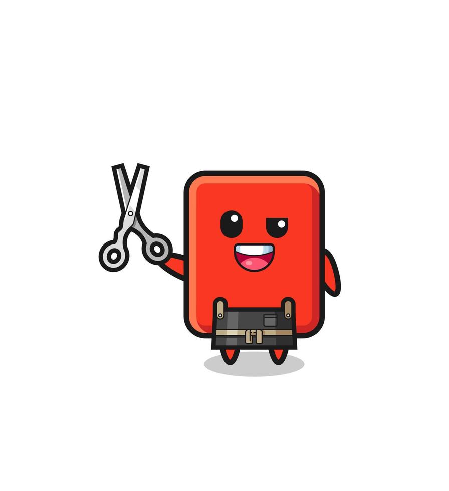 red card character as barbershop mascot vector
