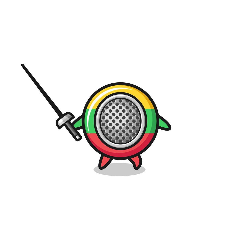 myanmar flag earth cartoon as fencer mascot vector