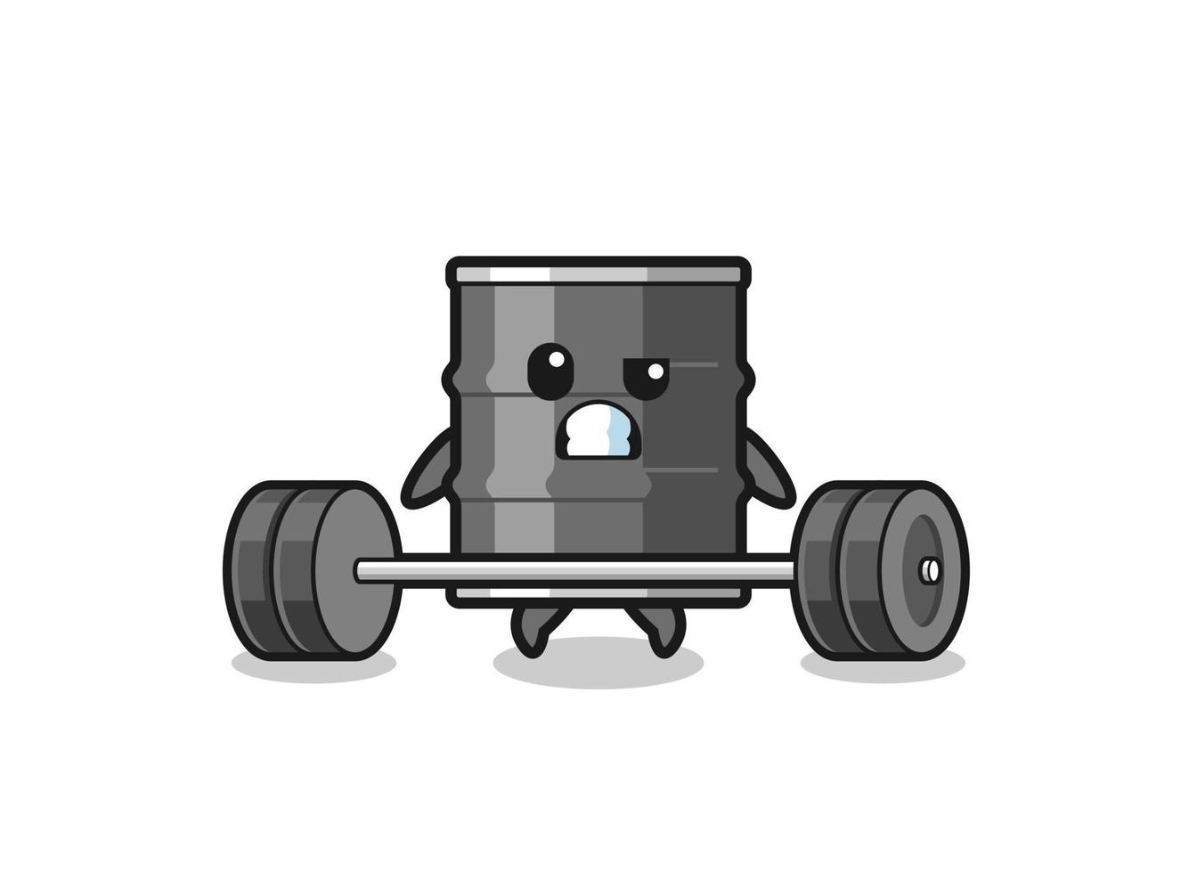 cartoon of oil drum lifting a barbell vector
