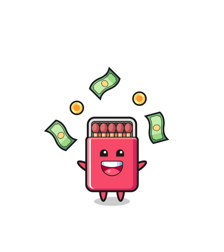 illustration of the matches box catching money falling from the sky vector