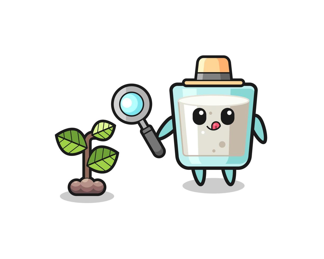 cute milk herbalist researching a plants vector