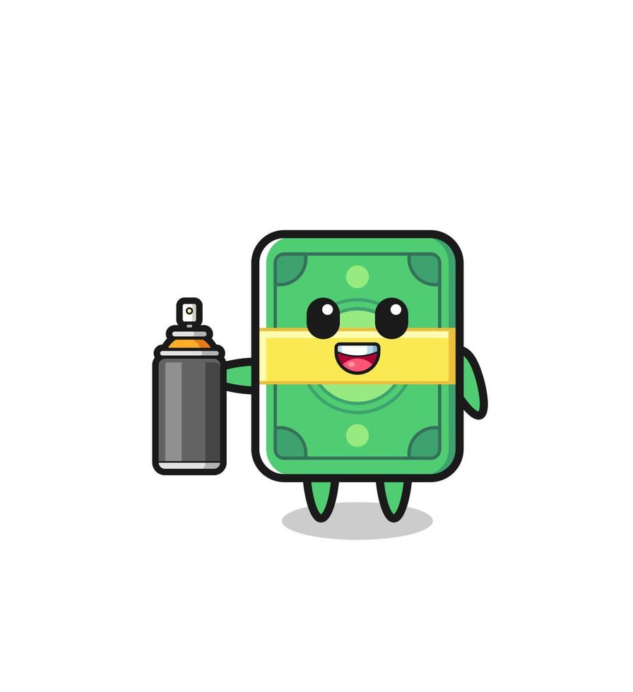 the cute money as a graffiti bomber vector