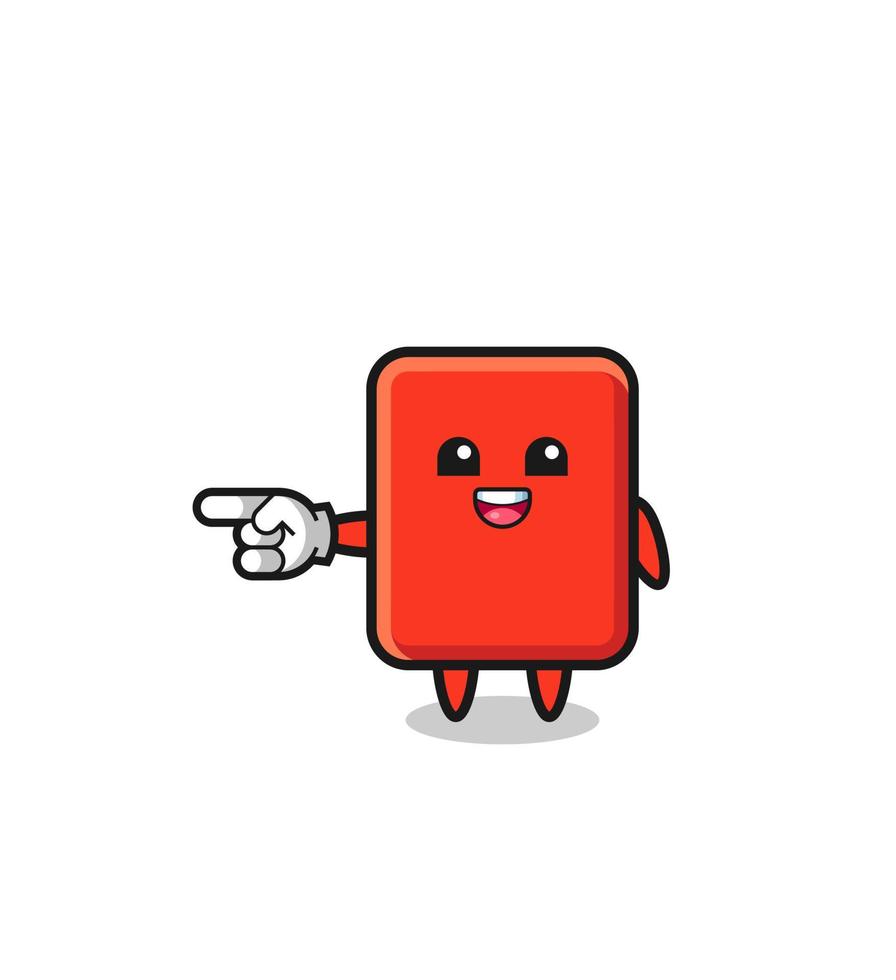 dibujos animados de tarjeta roja con gesto hacia la izquierda vector