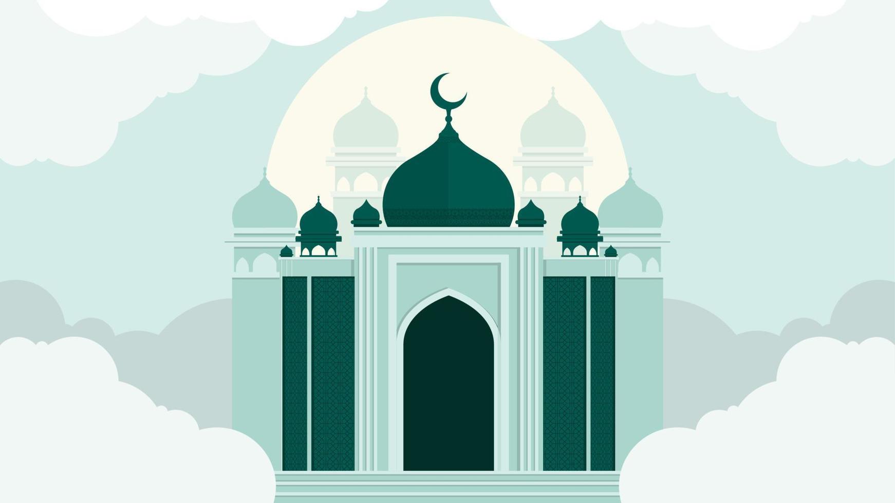 diseño de fondo islámico con ilustración de mezquita para diseño de escritorio o diseño de sitio web vector