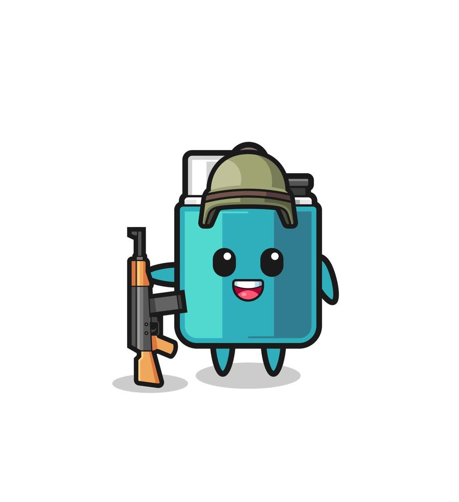 cute lighter mascot as a soldier vector