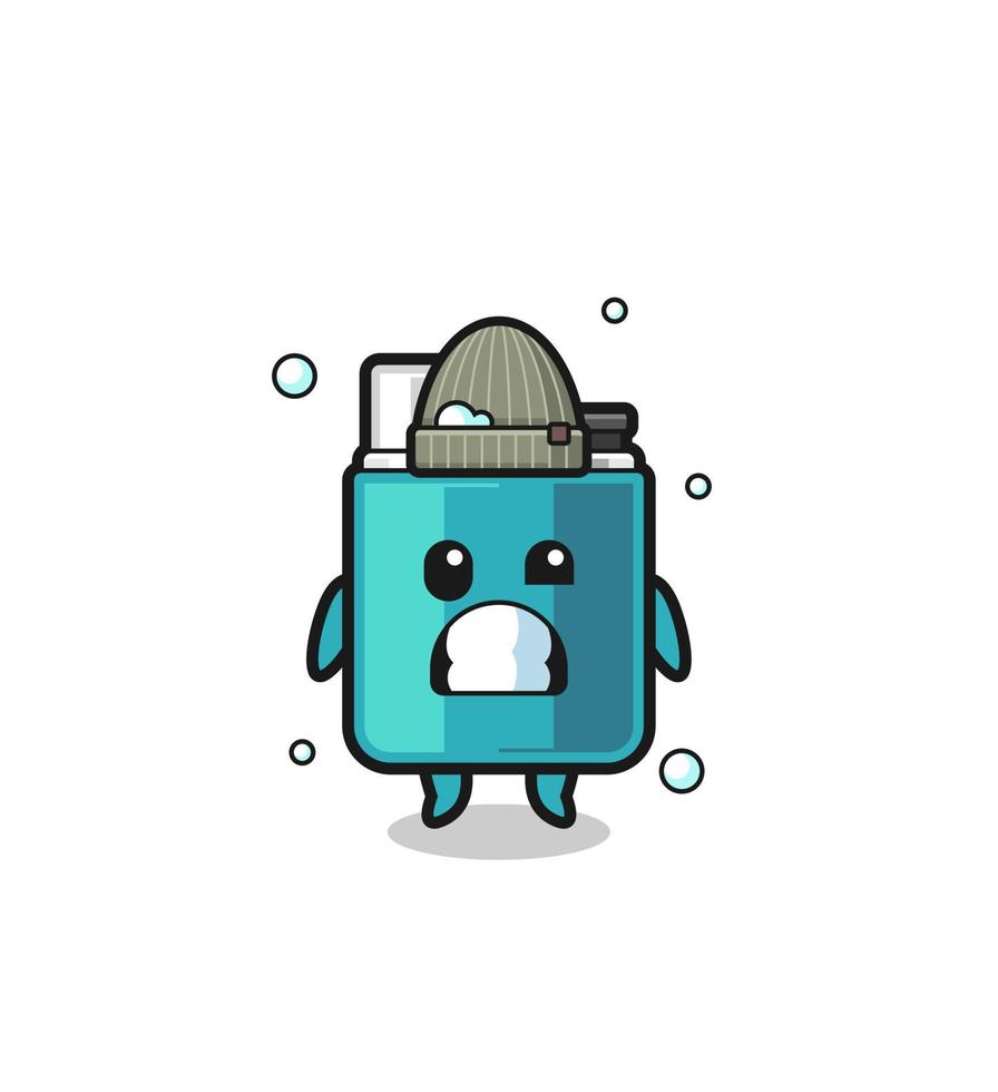 cute cartoon lighter with shivering expression vector