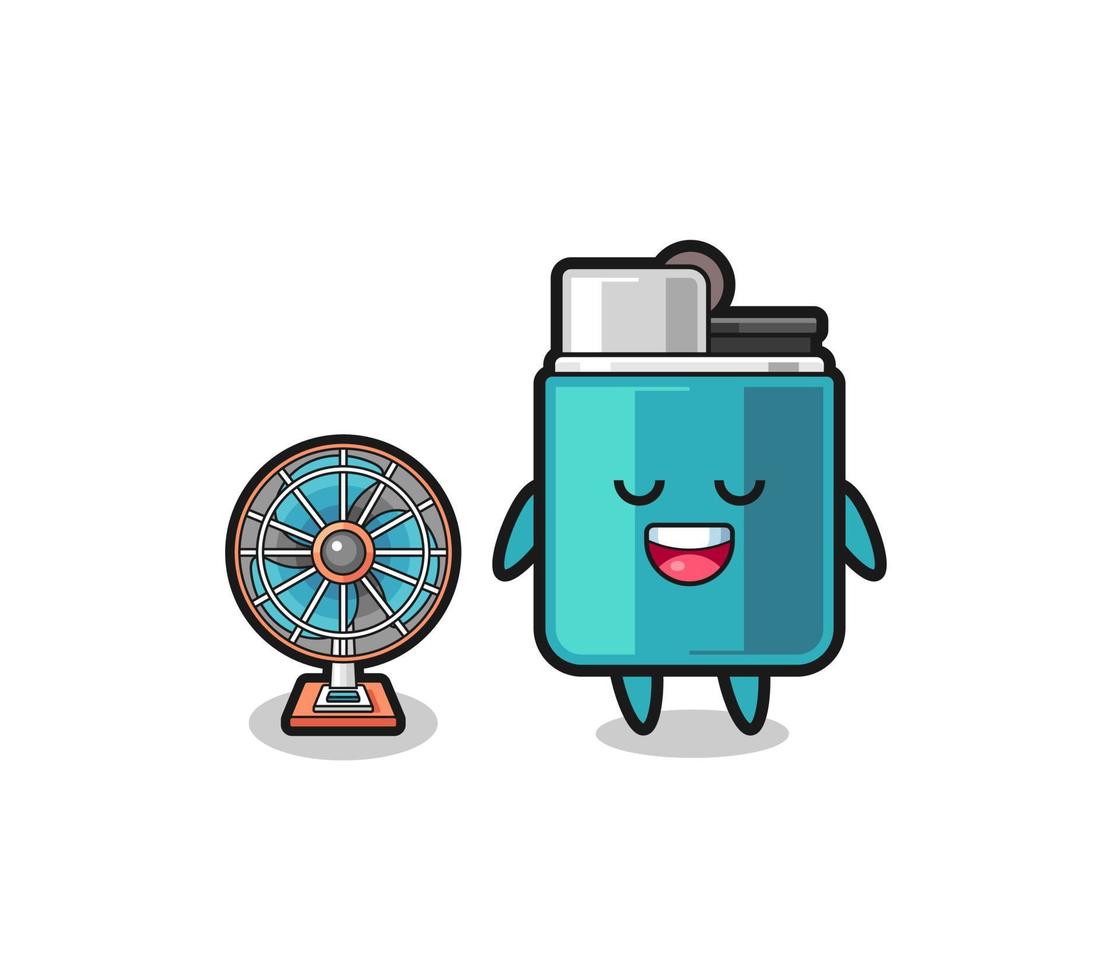 cute lighter is standing in front of the fan vector
