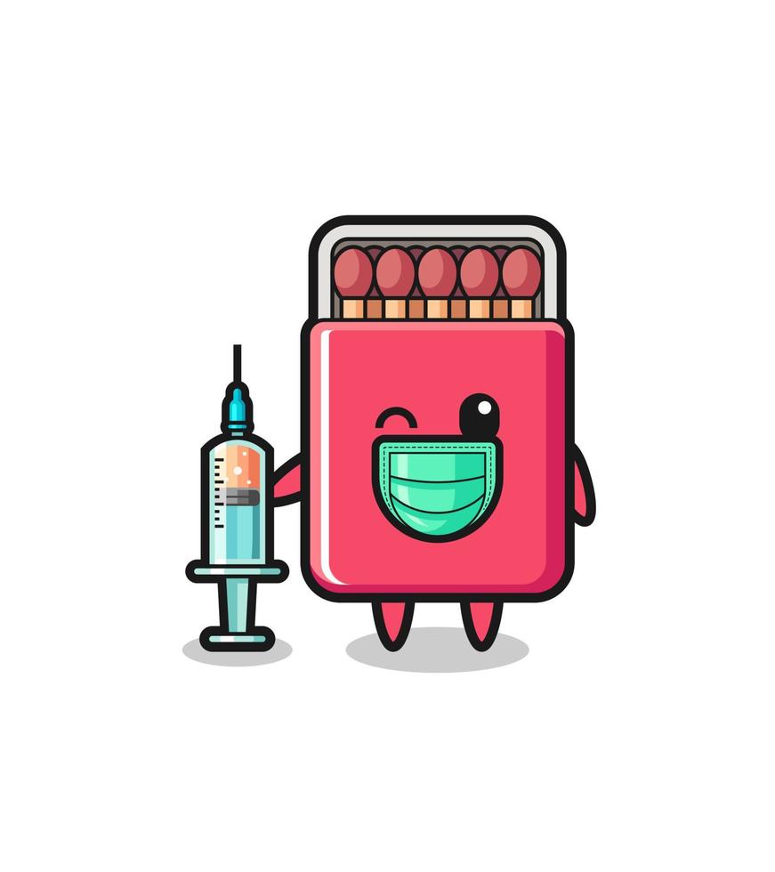 matches box mascot as vaccinator vector