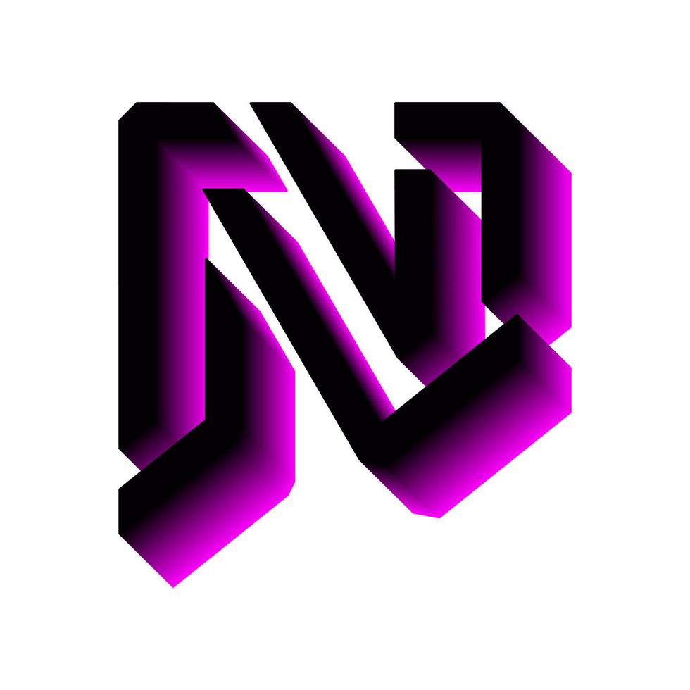 logotipo de la letra n 3d. perfecto para camisetas y así sucesivamente. vector
