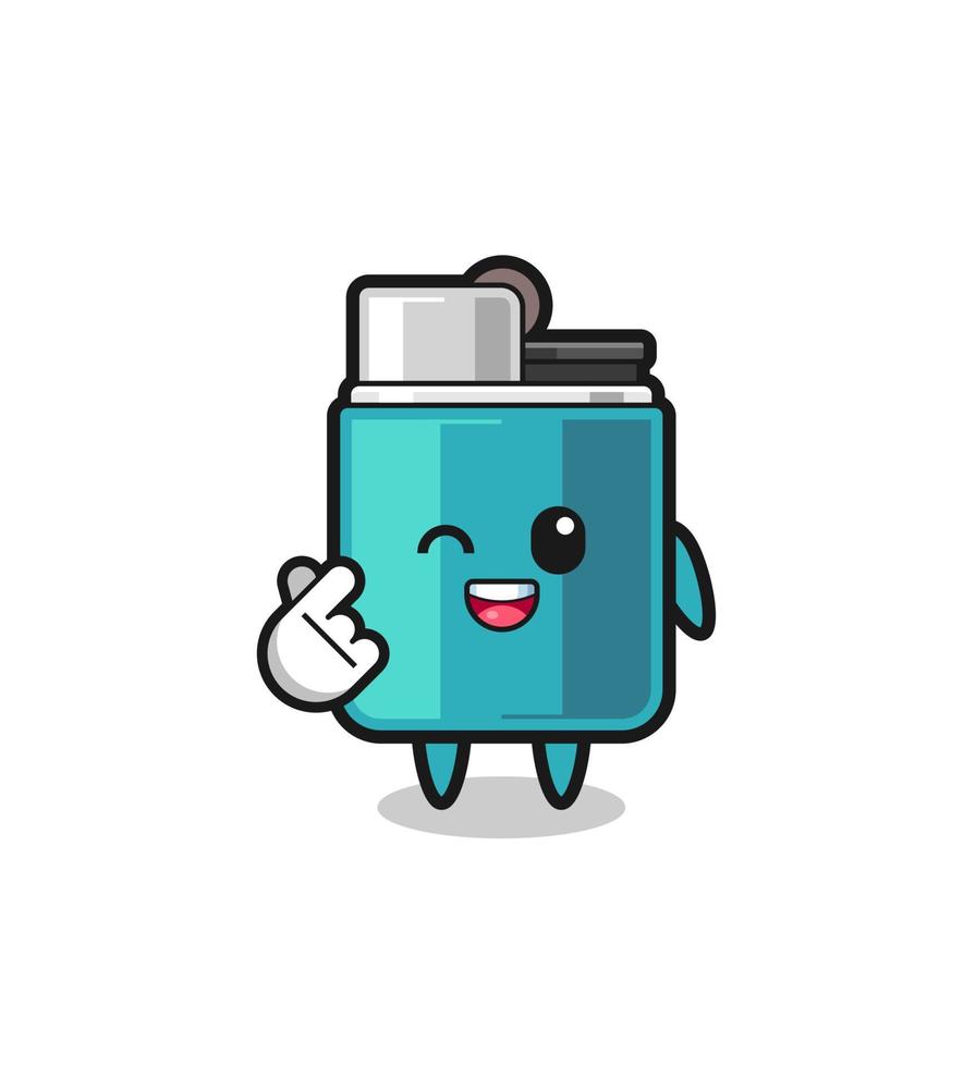 lighter character doing Korean finger heart vector