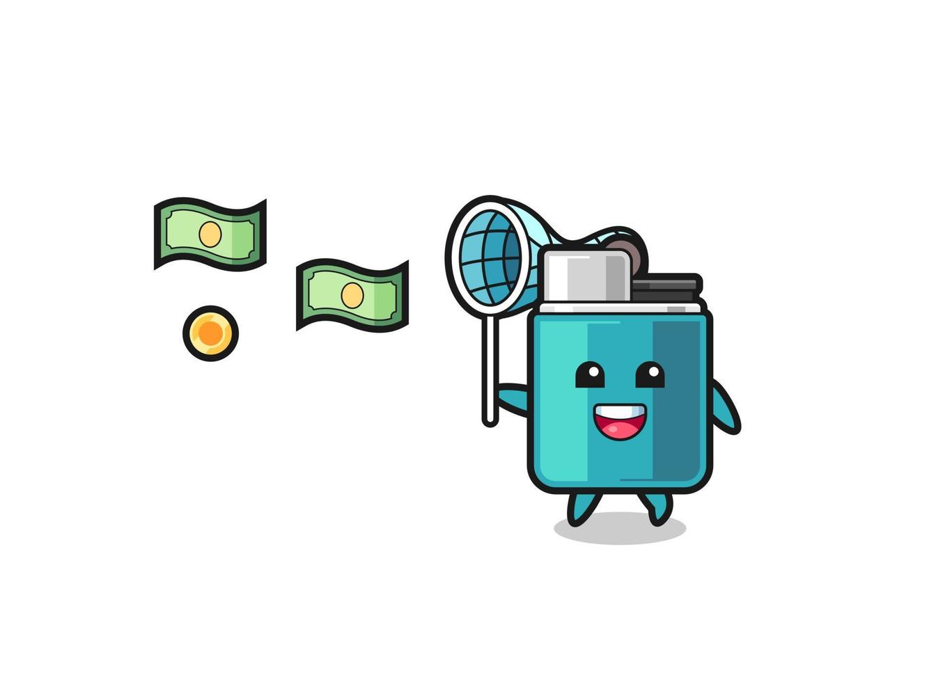 illustration of the lighter catching flying money vector