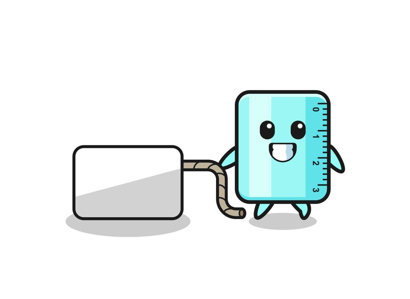 ruler cartoon is pulling a banner vector