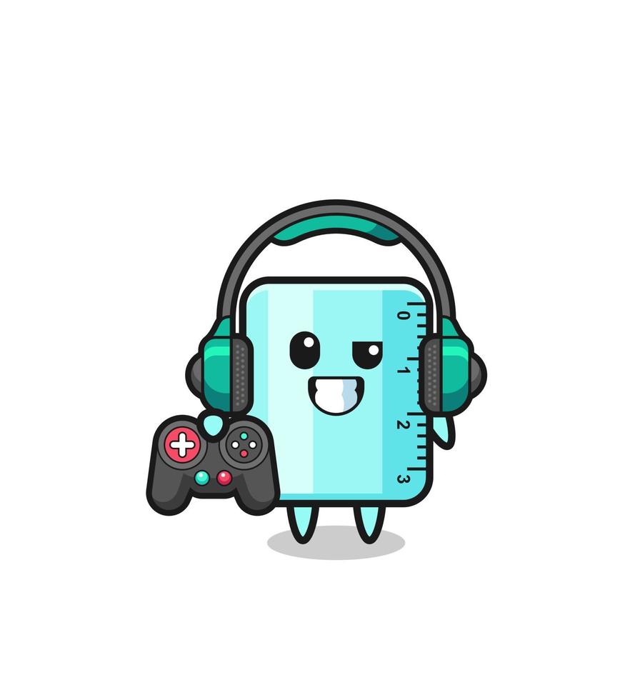 ruler gamer mascot holding a game controller vector