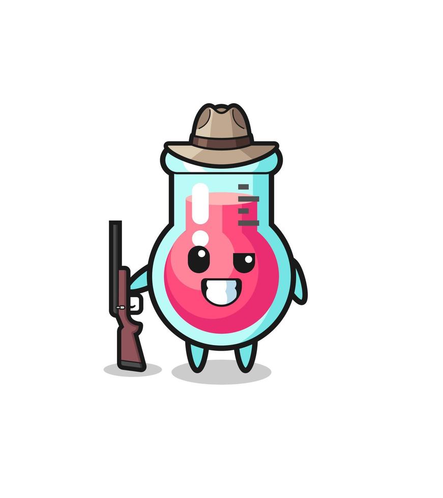 laboratory beaker hunter mascot holding a gun vector