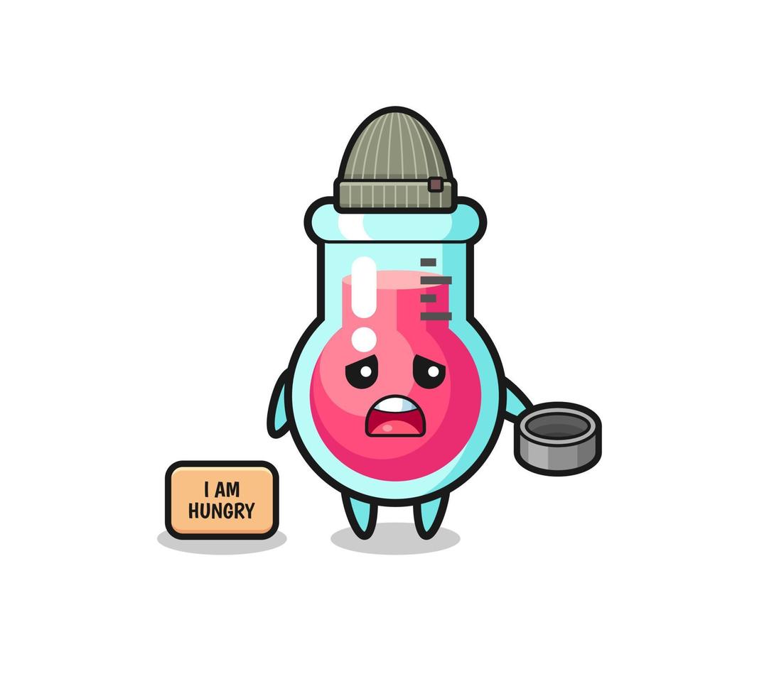 cute laboratory beaker beggar cartoon character vector