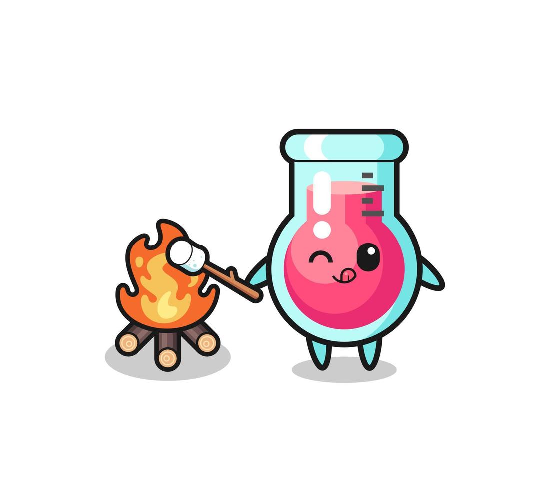 laboratory beaker character is burning marshmallow vector