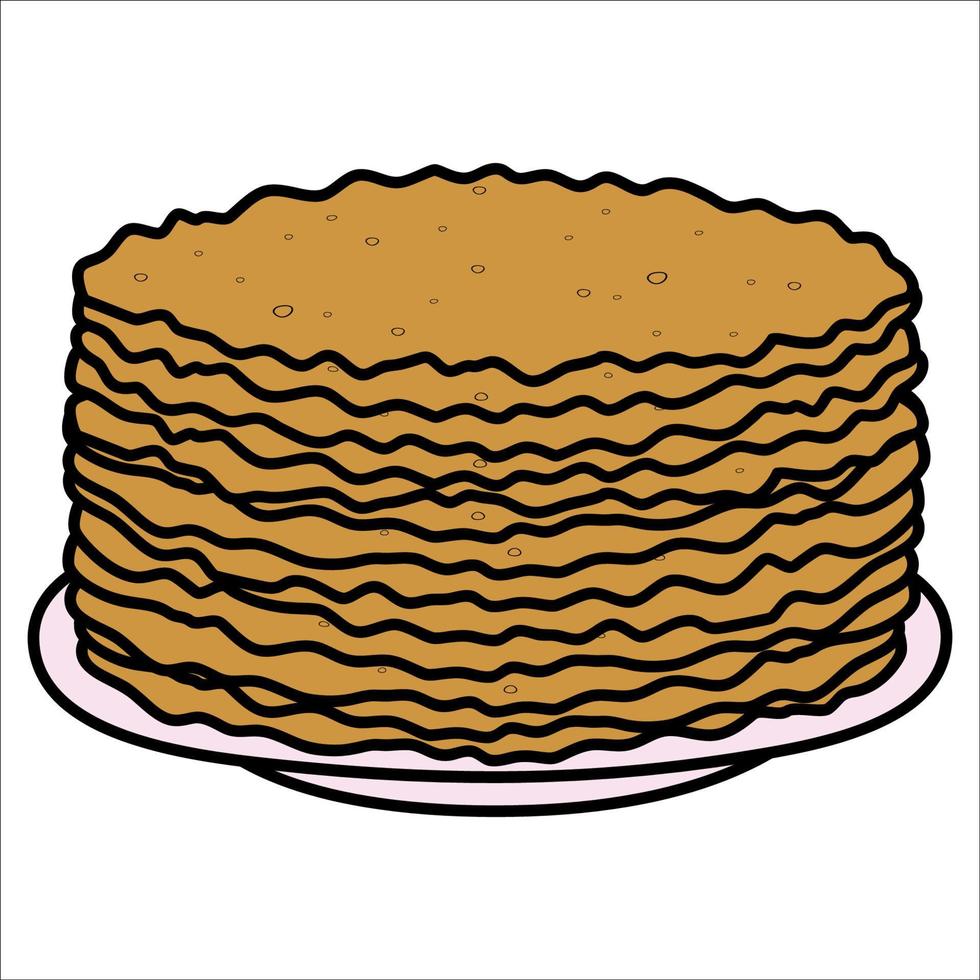 Bliny on a plate. Maslenitsa food. vector