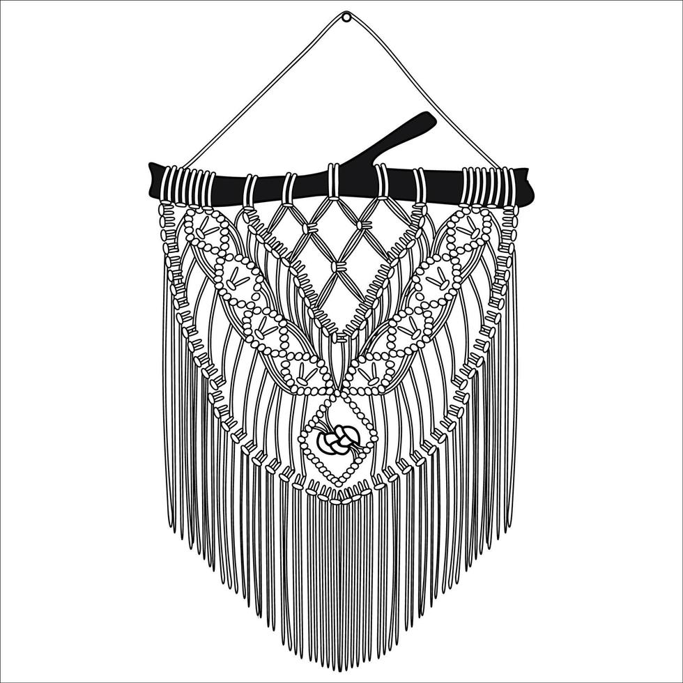 Black and white macrame panels on a white background. Monochrome ...