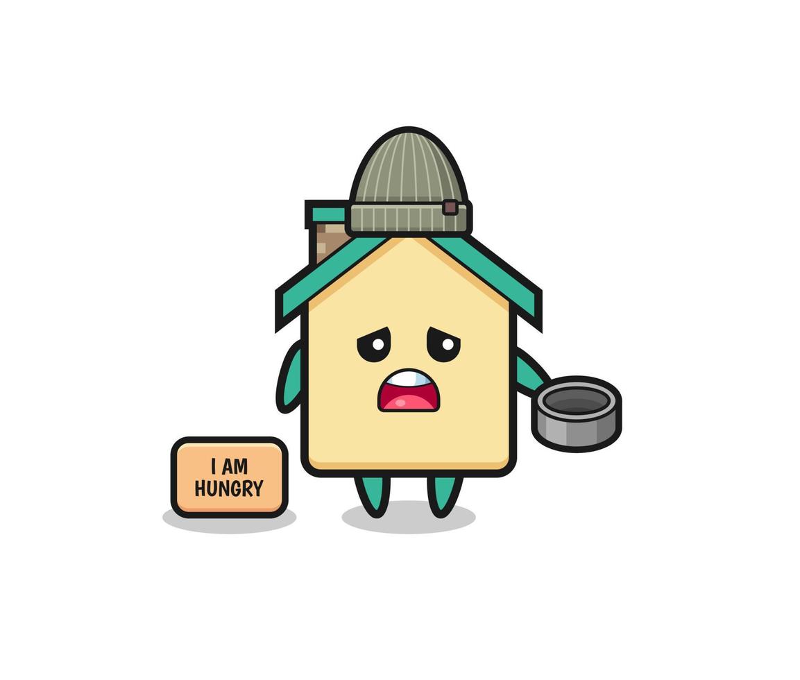 cute house beggar cartoon character vector