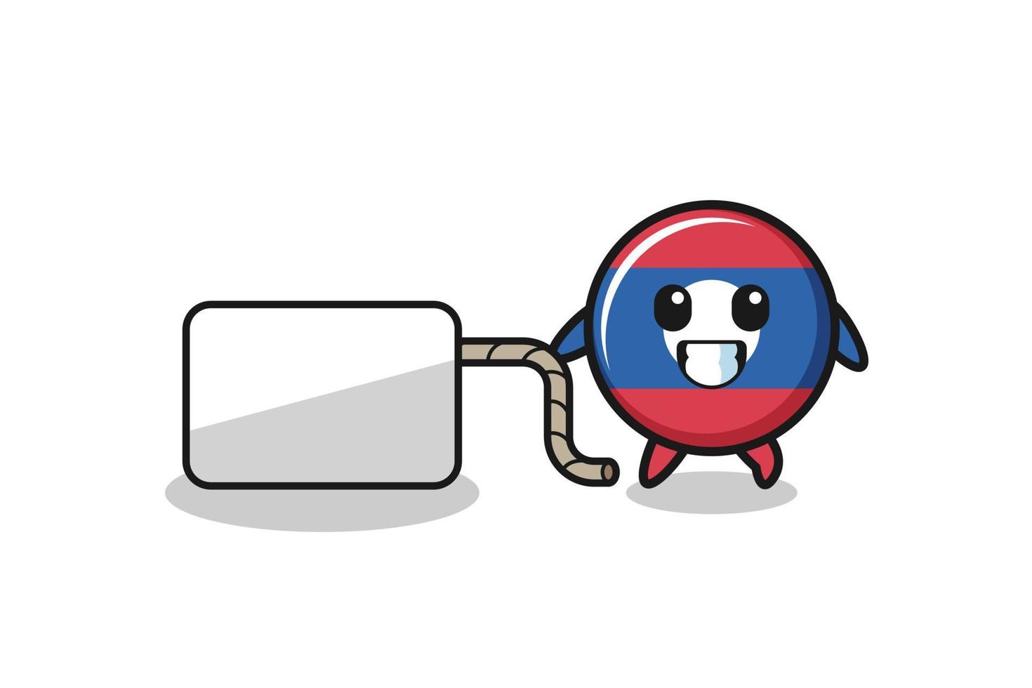 laos flag cartoon is pulling a banner vector