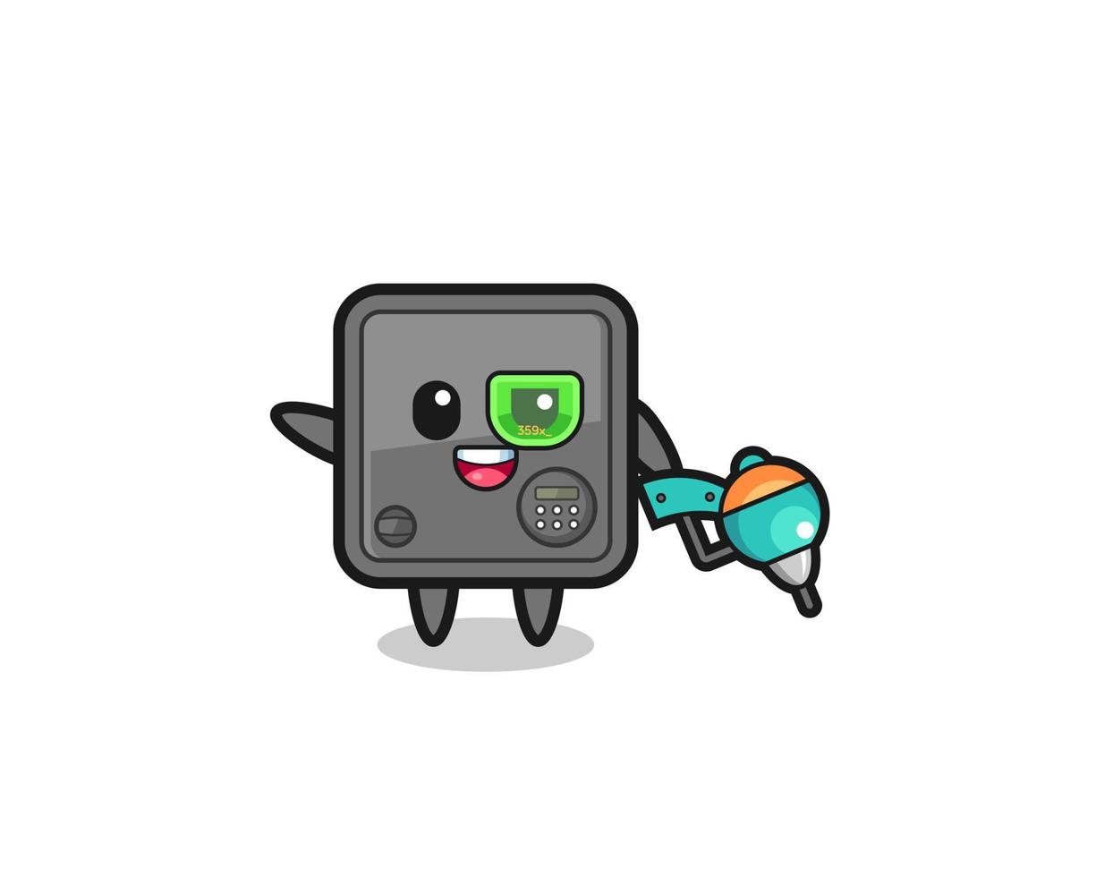 safe box cartoon as future warrior mascot vector