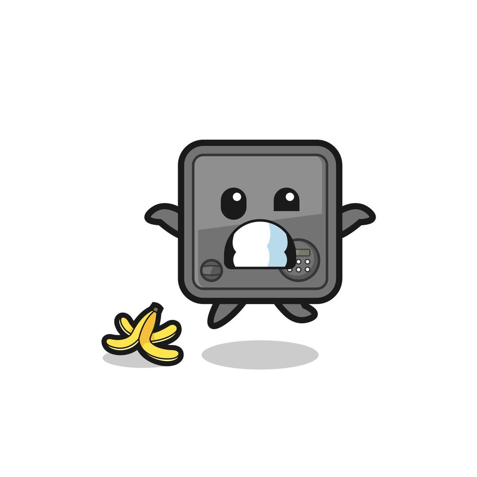 safe box cartoon is slip on a banana peel vector