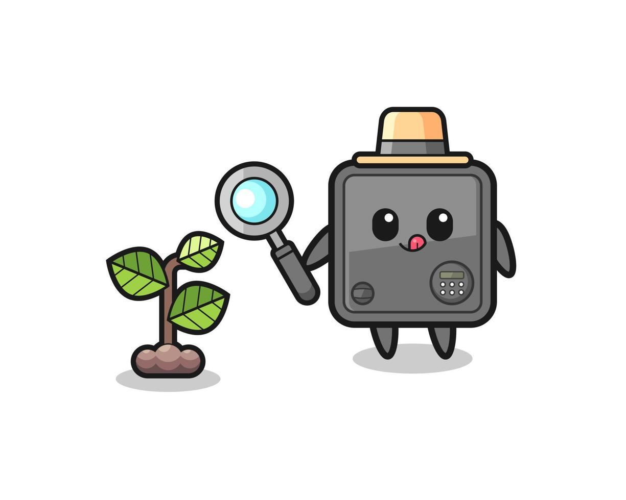 cute safe box herbalist researching a plants vector